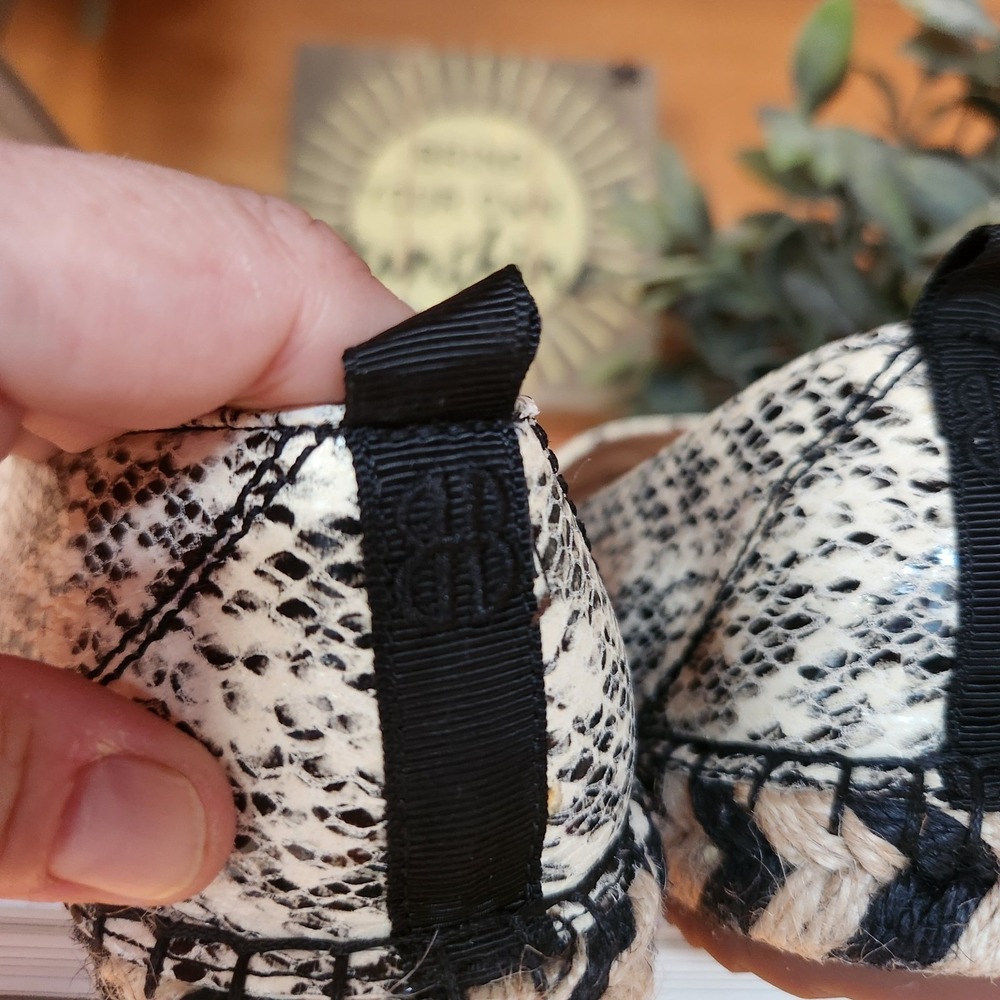 Bill Blass Anthropologie Sutton Espadrille Flats Snake Bead Floral Boho Art 7.5 - Picture 10 of 12